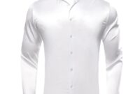 Mens white silk dress shirt