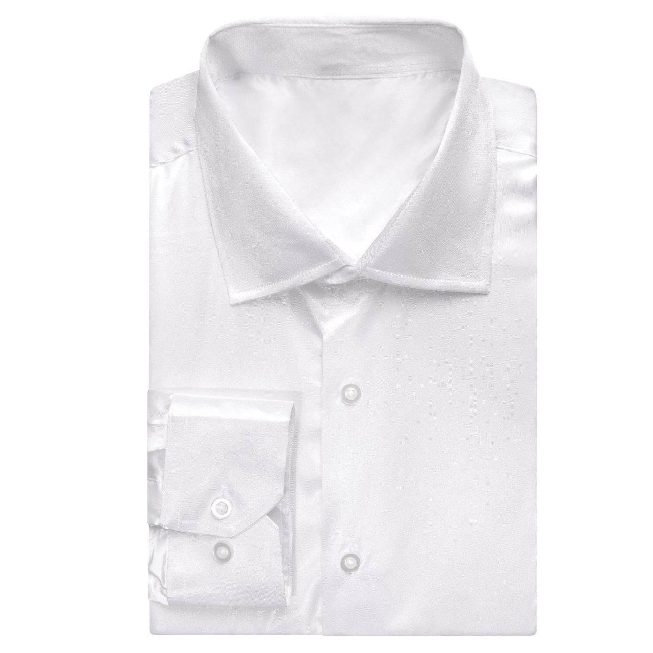 Mens white silk dress shirt