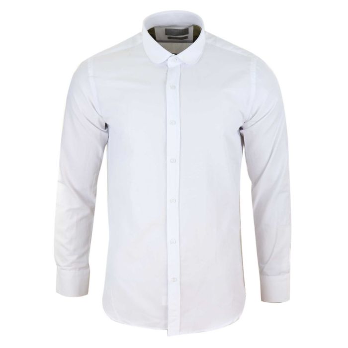 Men's spread collar white dress shirts